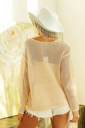 American Flag Sequin Beach Cover-Up in Oatmeal women outfit ideas