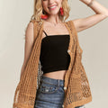 Artisan Crochet Beach Vest Top in Camel women outfit ideas