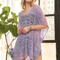 Artisan Crochet High-Low Beach Tunic in Purple women outfit ideas