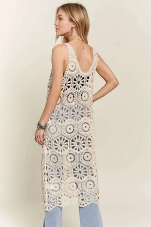 Bohemian Crochet Beach Tunic Cover-Up in Beige women outfit ideas