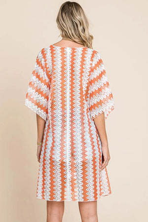 Bohemian Crochet Lace Beach Cover Up in Sunset Orange women outfit ideas