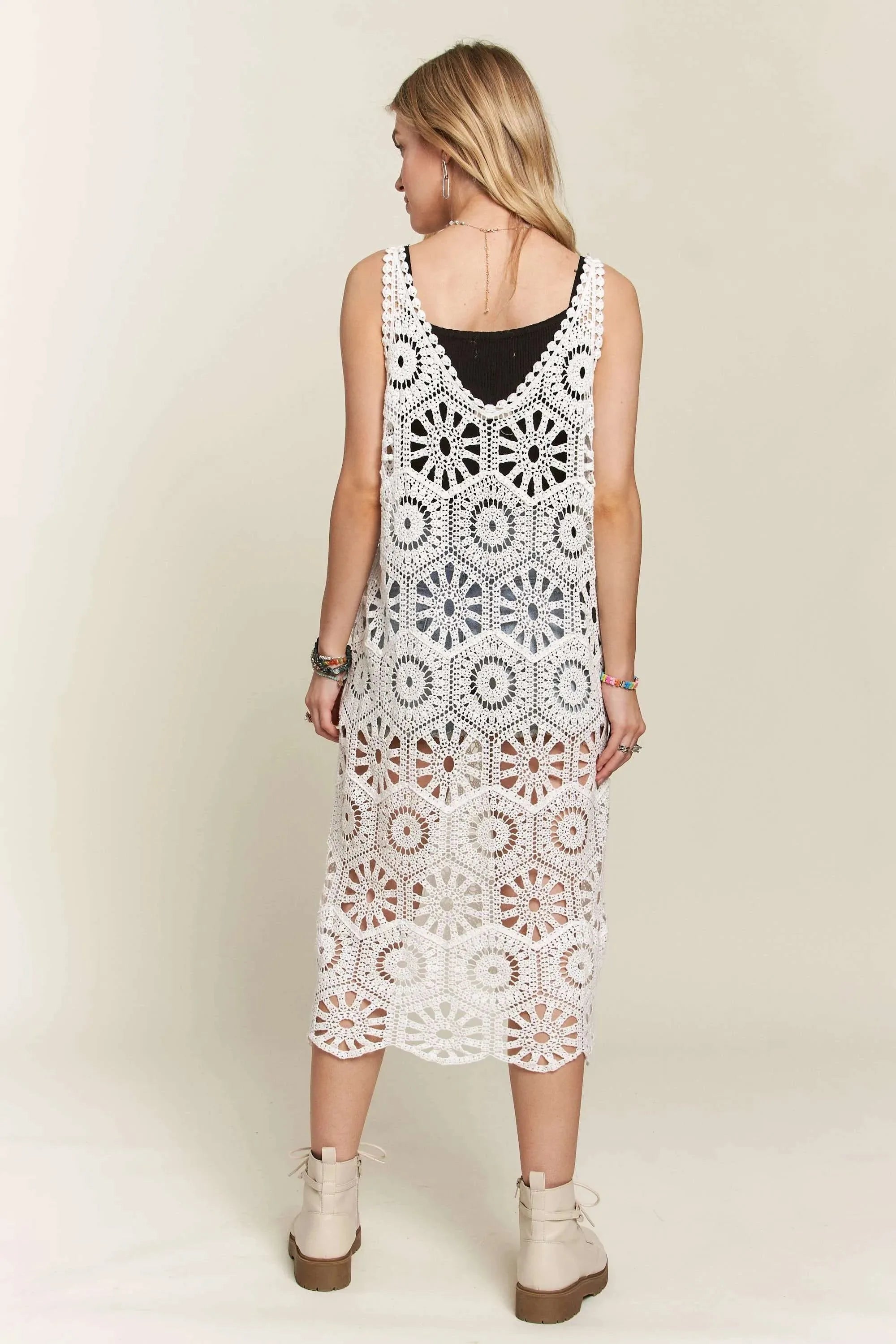 Bohemian Crochet Tunic Beach Cover-Up women outfit ideas