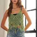 Bohemian Fringe Crochet Beach Tank Top women outfit ideas