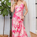 Breezy Coastal Print Spaghetti Strap Beach Maxi Dress