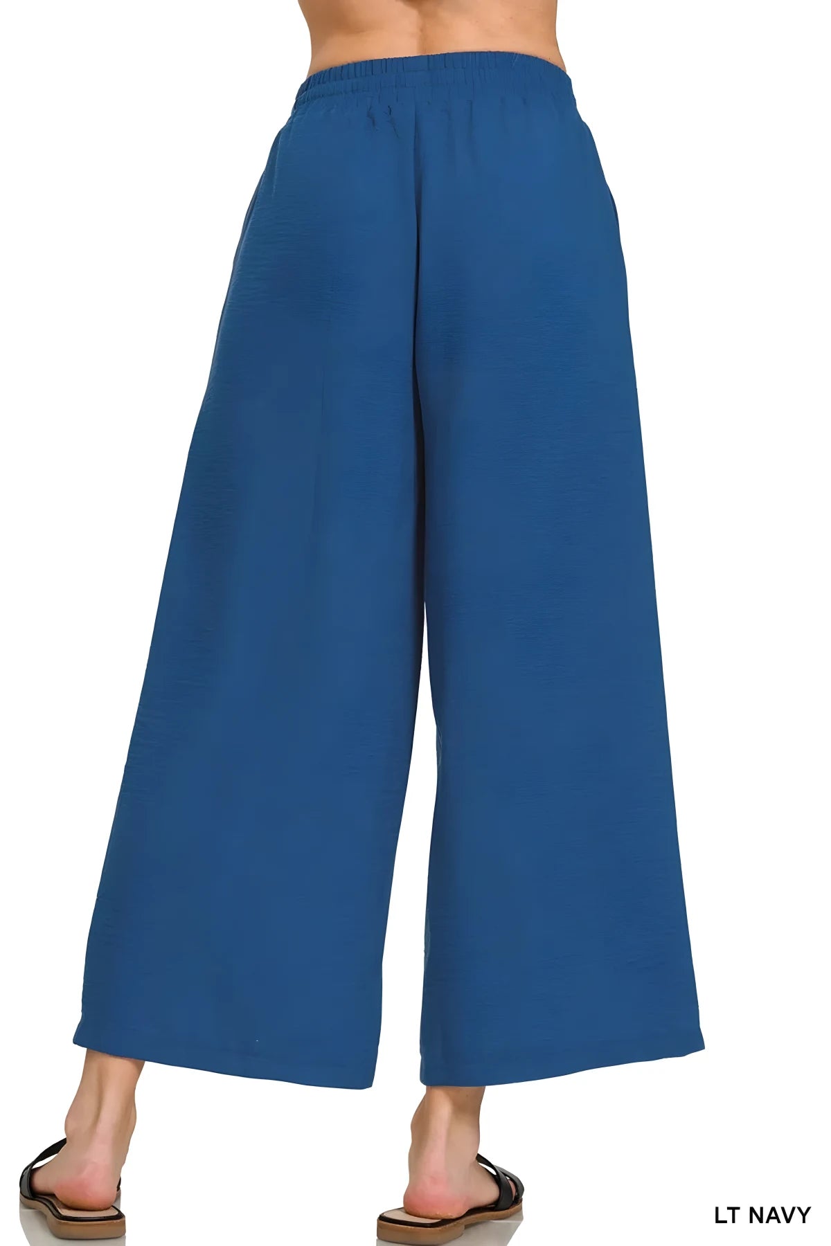 Breezy Crepe Cropped Beach Pants in Light Navy