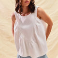 Breezy Denim Ruched Sleeveless Beach Top - Off White women outfit ideas