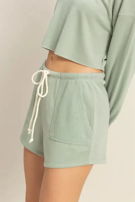 Breezy Drawstring Beach Shorts in Sage women outfit ideas