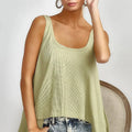 Breezy High-Low Knit Beach Tank in Sage women outfit ideas
