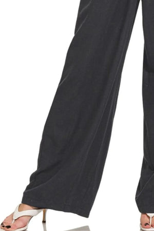 Breezy Linen Drawstring Beach Pants in Black women outfit ideas