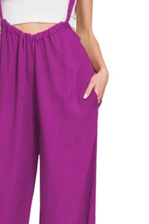 Breezy Tie-Back Suspender Beach Jumpsuit in Light Plum women outfit ideas