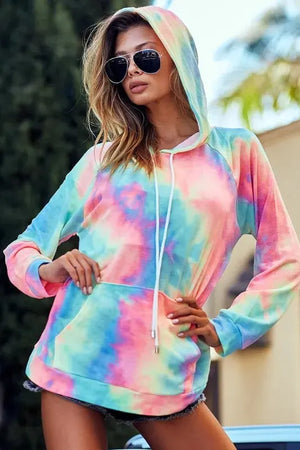 Charcoal Tie Dye Beach Hoodie in French Terry women outfit ideas