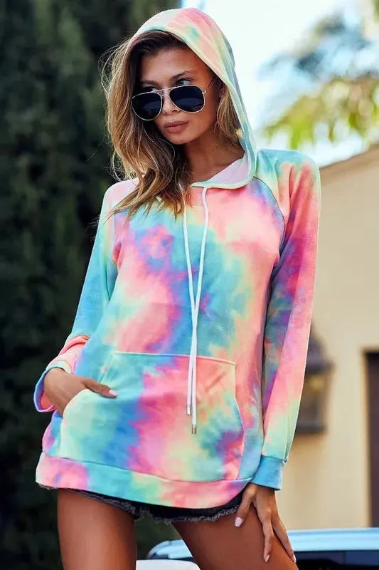 Charcoal Tie Dye Beach Hoodie in French Terry women outfit ideas