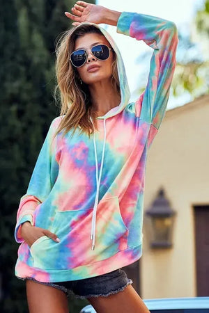 Charcoal Tie Dye Beach Hoodie in French Terry women outfit ideas