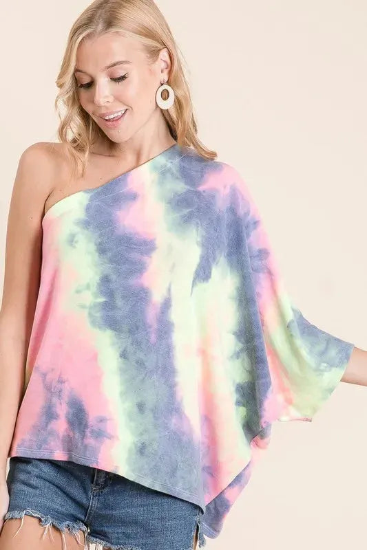 Charcoal Tie Dye One Shoulder Beach Top women outfit ideas