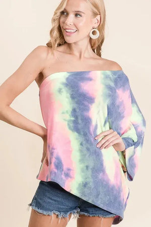 Charcoal Tie Dye One Shoulder Beach Top women outfit ideas