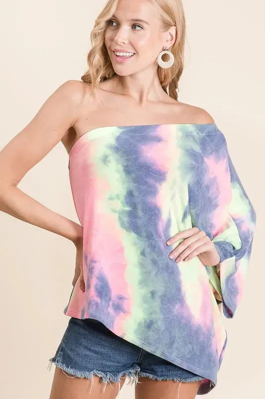 Charcoal Tie Dye One Shoulder Beach Top women outfit ideas