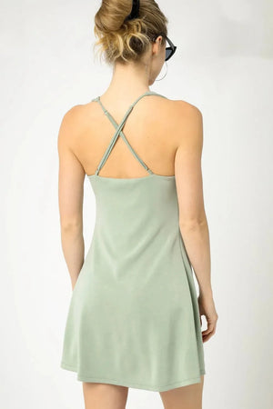 Coastal Active Crisscross Beach Dress in Sage women outfit ideas