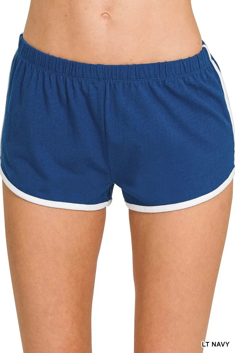 Coastal Comfort Dolphin Beach Shorts in Light Navy women outfit ideas