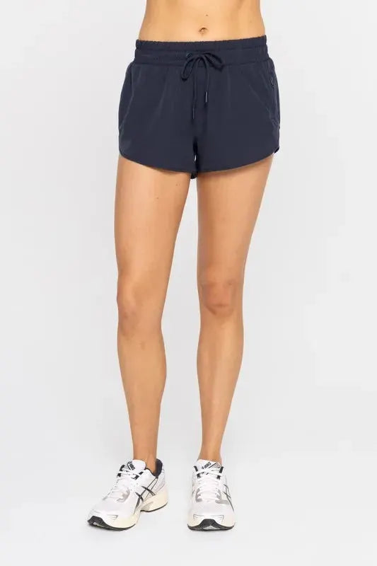 Coastal Comfort Drawcord Beach Shorts in Navy women outfit ideas