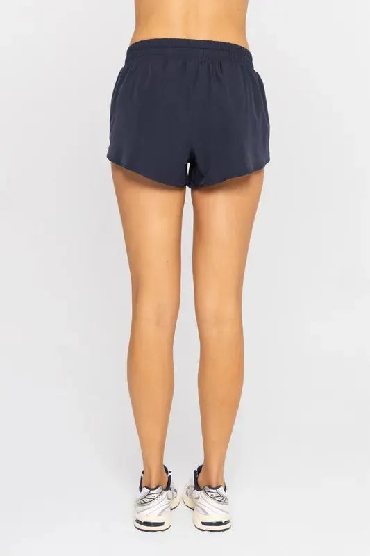 Coastal Comfort Drawcord Beach Shorts in Navy women outfit ideas