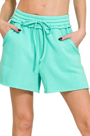 Coastal Comfort Fleece Drawstring Beach Shorts women outfit ideas