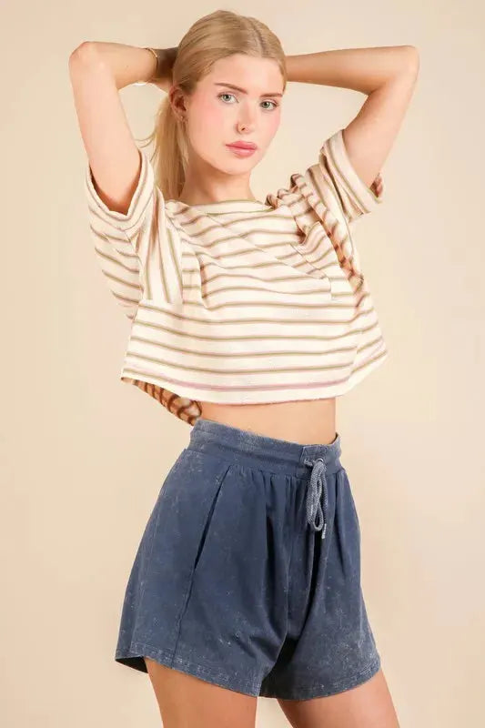 Coastal Comfort Mineral Wash Beach Shorts women outfit ideas