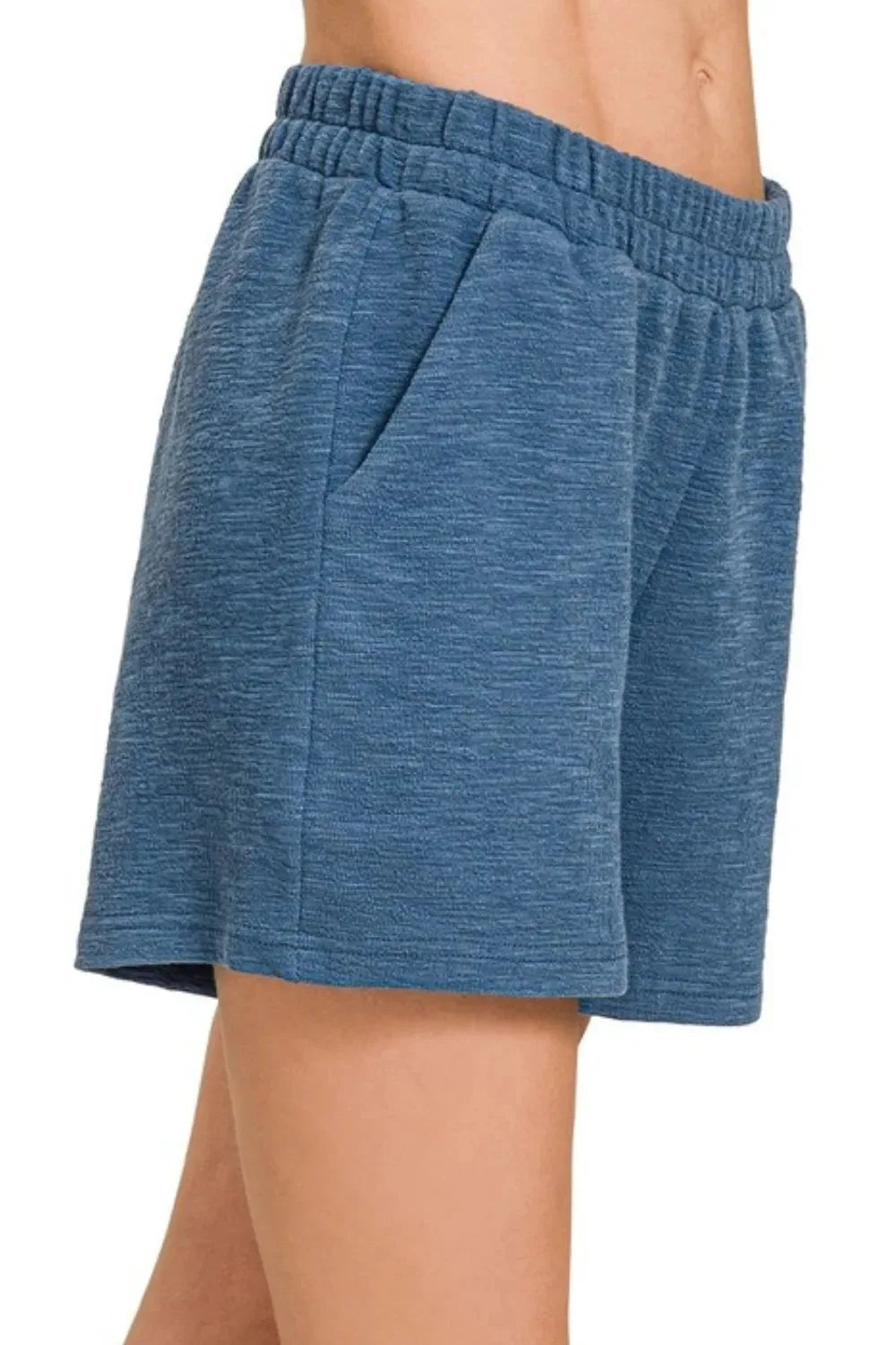 Coastal Cotton Slub Beach Shorts in Dusty Blue women outfit ideas
