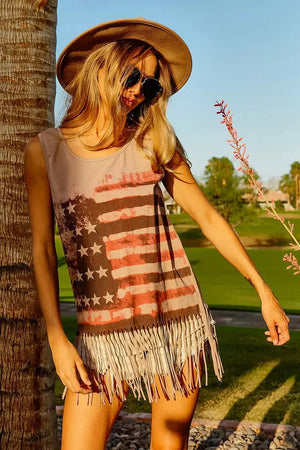 Coastal Flag Graphic Beach Tank in Terracotta women outfit ideas