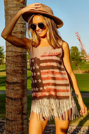 Coastal Flag Graphic Beach Tank in Terracotta women outfit ideas