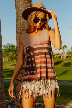 Coastal Flag Graphic Beach Tank in Terracotta women outfit ideas