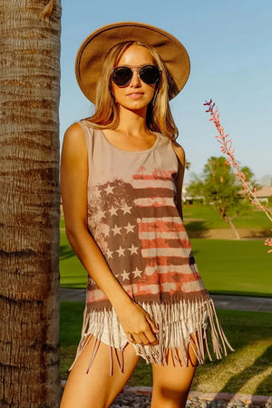 Coastal Flag Graphic Beach Tank in Terracotta women outfit ideas