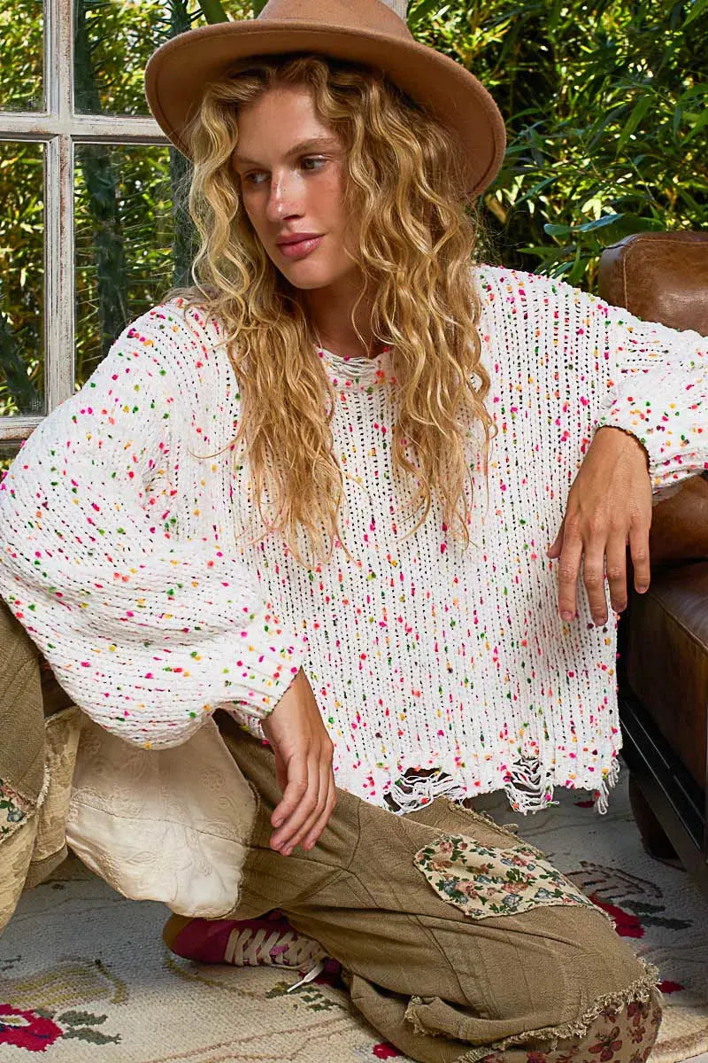 Coastal Popcorn Beach Sweater with Fringed Hem women outfit ideas