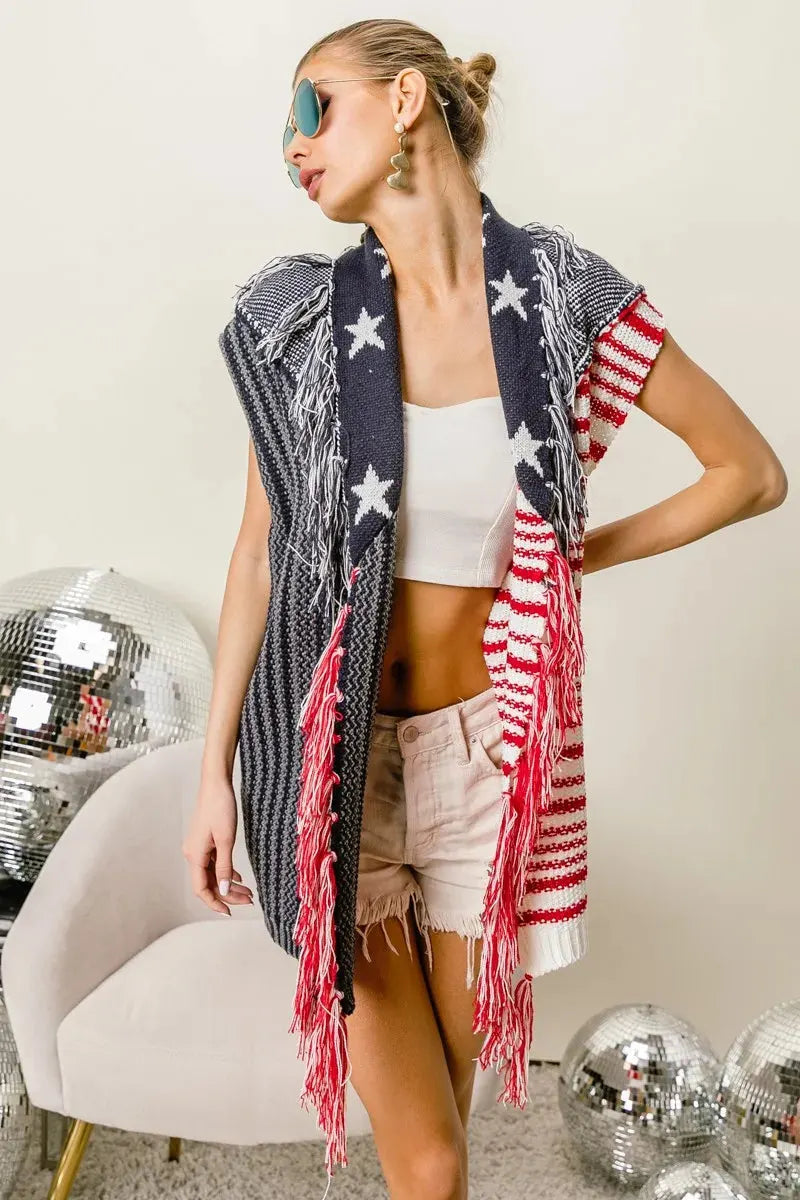 Coastal Spirit American Flag Beach Vest women outfit ideas