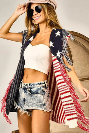 Coastal Spirit American Flag Beach Vest women outfit ideas
