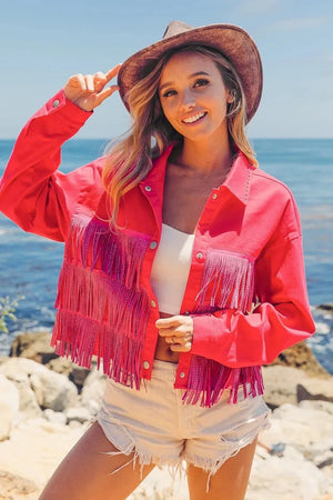 Coastal Starlet Rhinestone Fringe Beach Jacket women outfit ideas