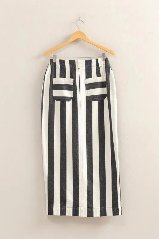 Coastal Striped Cotton Beach Maxi Skirt women outfit ideas