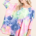 Coastal Tie-Dye Knit Beach Top in Blue & Neon Yellow women outfit ideas