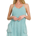 Crinkle Washed Cotton Beach Romper in Dusty Teal women outfit ideas