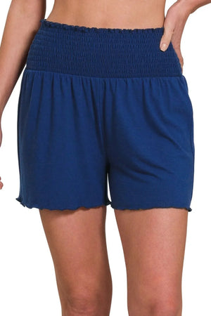 Easy Breezy Smocked Beach Shorts in Light Navy women outfit ideas