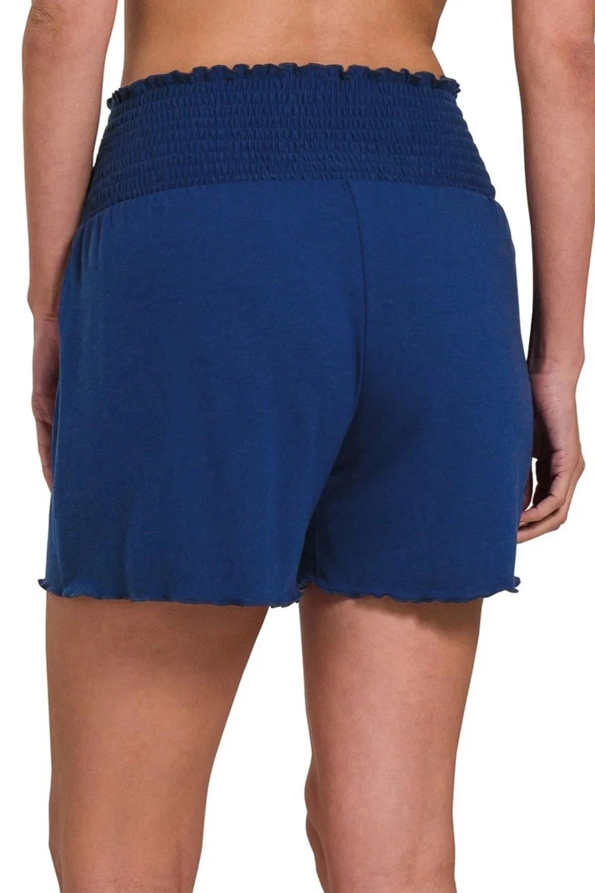Easy Breezy Smocked Beach Shorts in Light Navy women outfit ideas