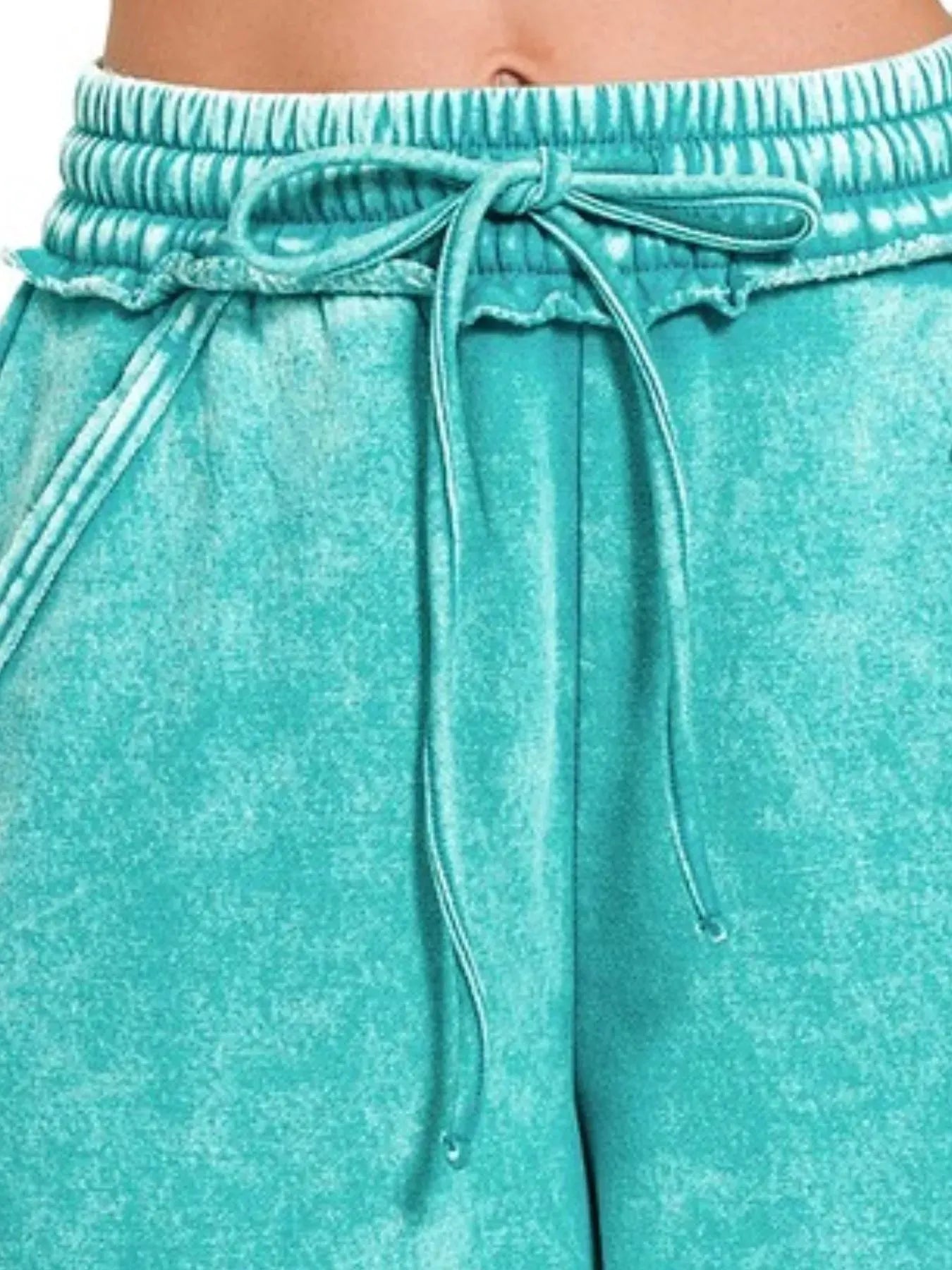 Fleece Drawstring Beach Shorts in Light Teal women outfit ideas
