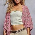 Floral Chenille Openwork Beach Cardigan in Blush women outfit ideas