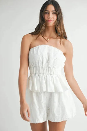 Floral Eyelet Lace Beach Set in Off White women outfit ideas
