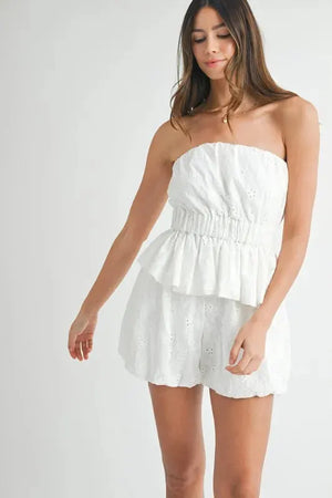Floral Eyelet Lace Beach Set in Off White women outfit ideas