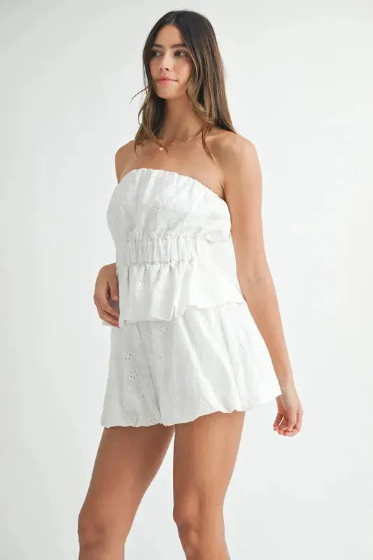 Floral Eyelet Lace Beach Set in Off White women outfit ideas