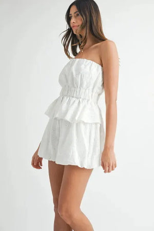 Floral Eyelet Lace Beach Set in Off White women outfit ideas