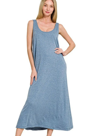 French Terry Twisted Strap Beach Dress in Dusty Blue women outfit ideas