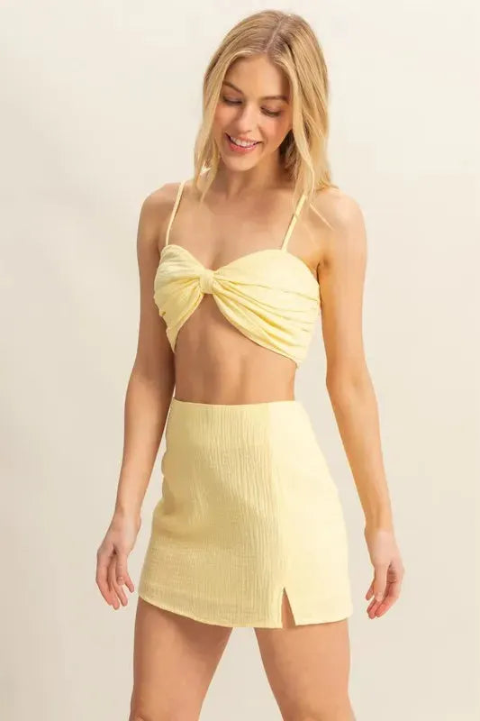 Golden Hour Linen-Blend Beach Skirt Set women outfit ideas