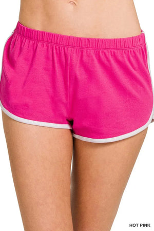 Hot Pink Dolphin Beach Shorts with Drawstring women outfit ideas