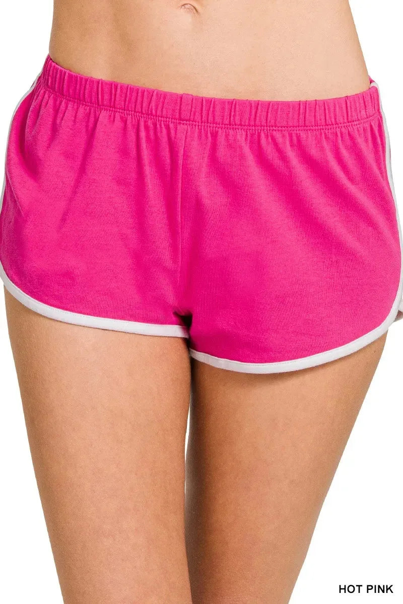 Hot Pink Dolphin Beach Shorts with Drawstring women outfit ideas